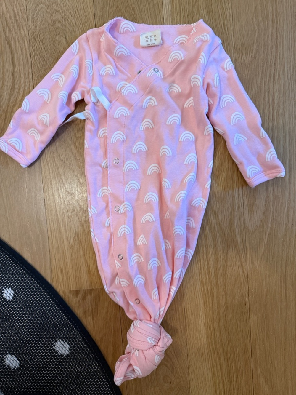 Pink Rainbow Knotted Baby One-Piece Footie